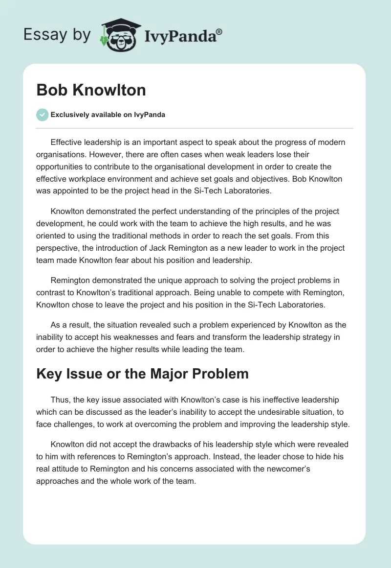 Bob Knowlton. Page 1