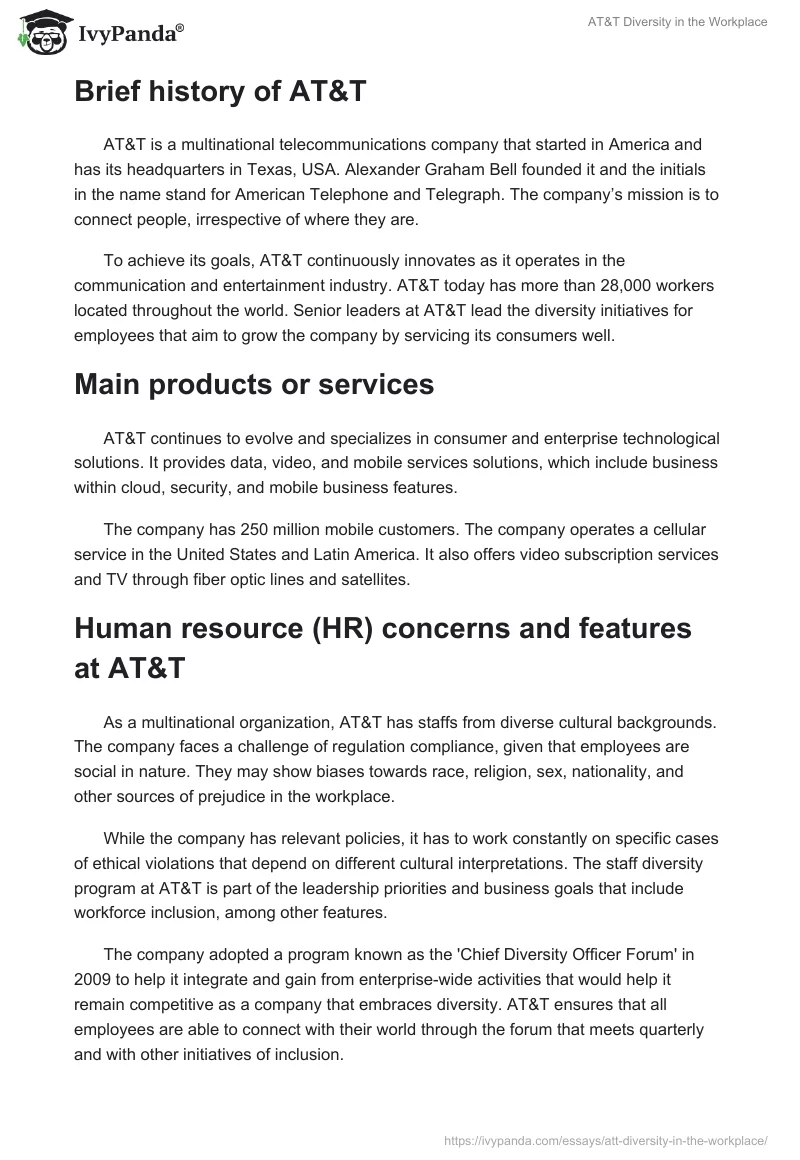 AT&T Diversity in the Workplace. Page 2