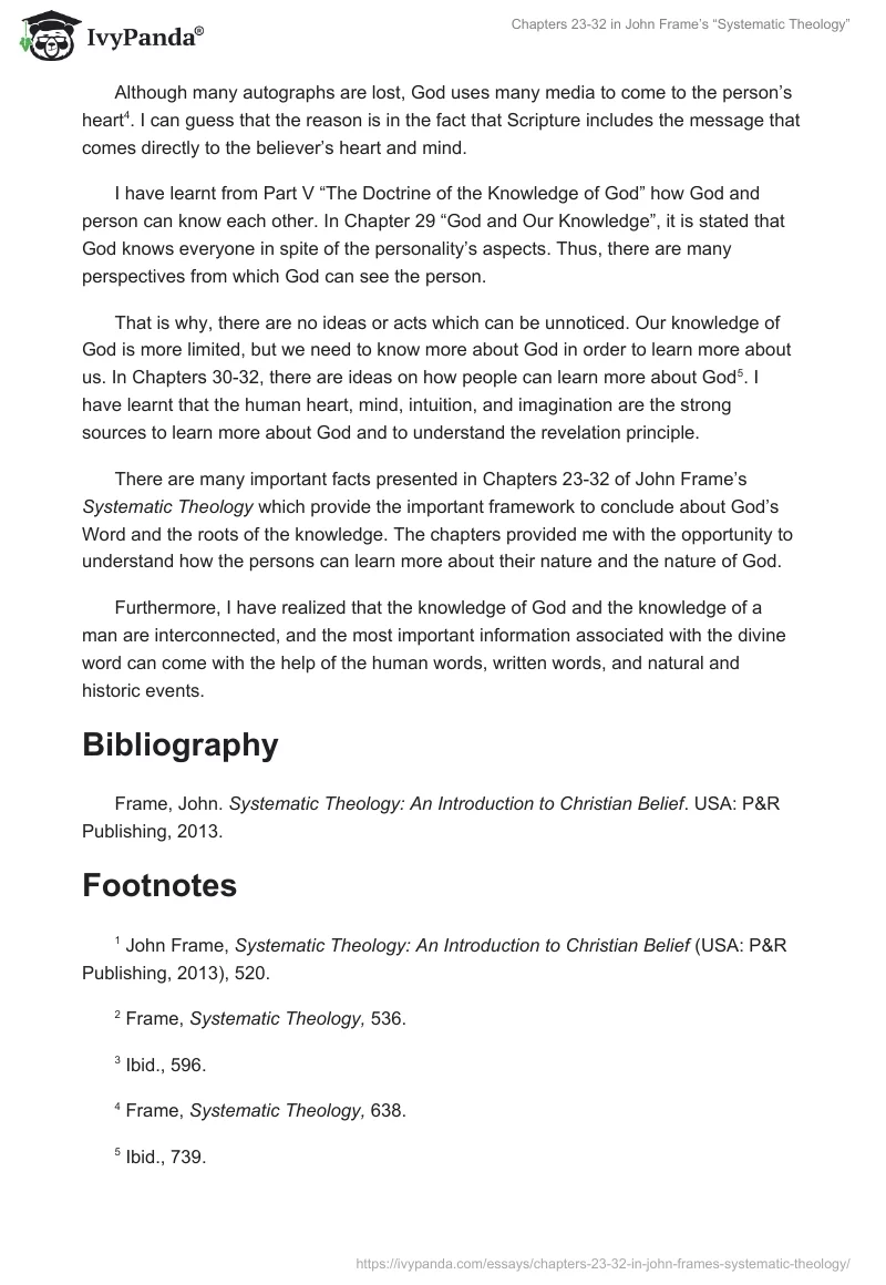 Chapters 23-32 in John Frame’s “Systematic Theology”. Page 2