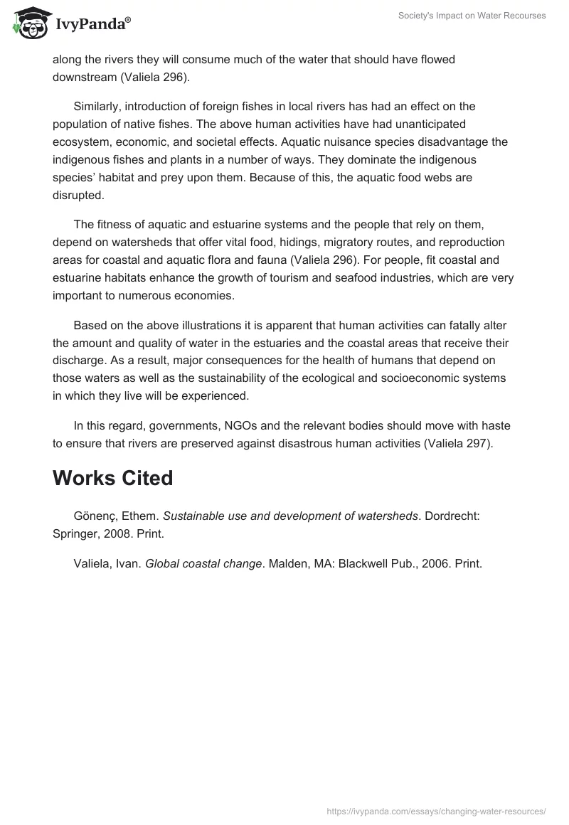 Society's Impact on Water Recourses. Page 2