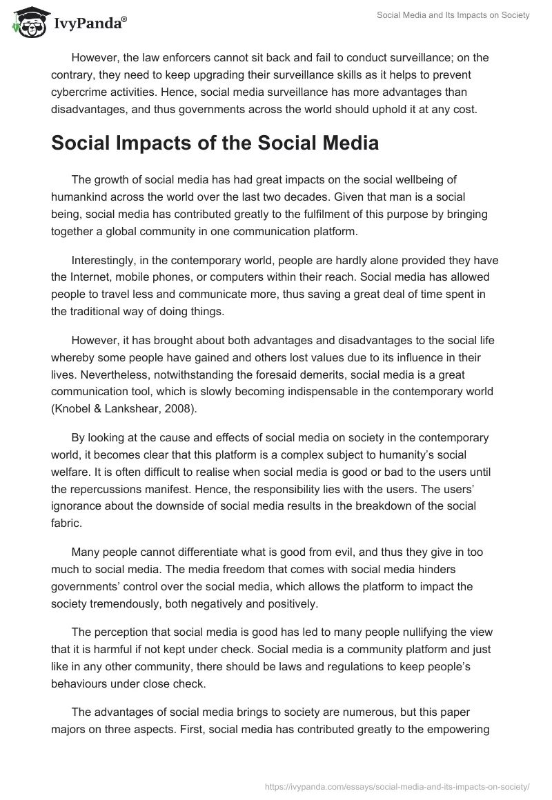 Social Media and Its Impacts on Society. Page 4