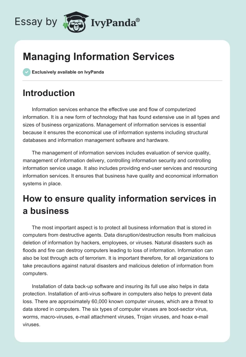 Managing Information Services. Page 1