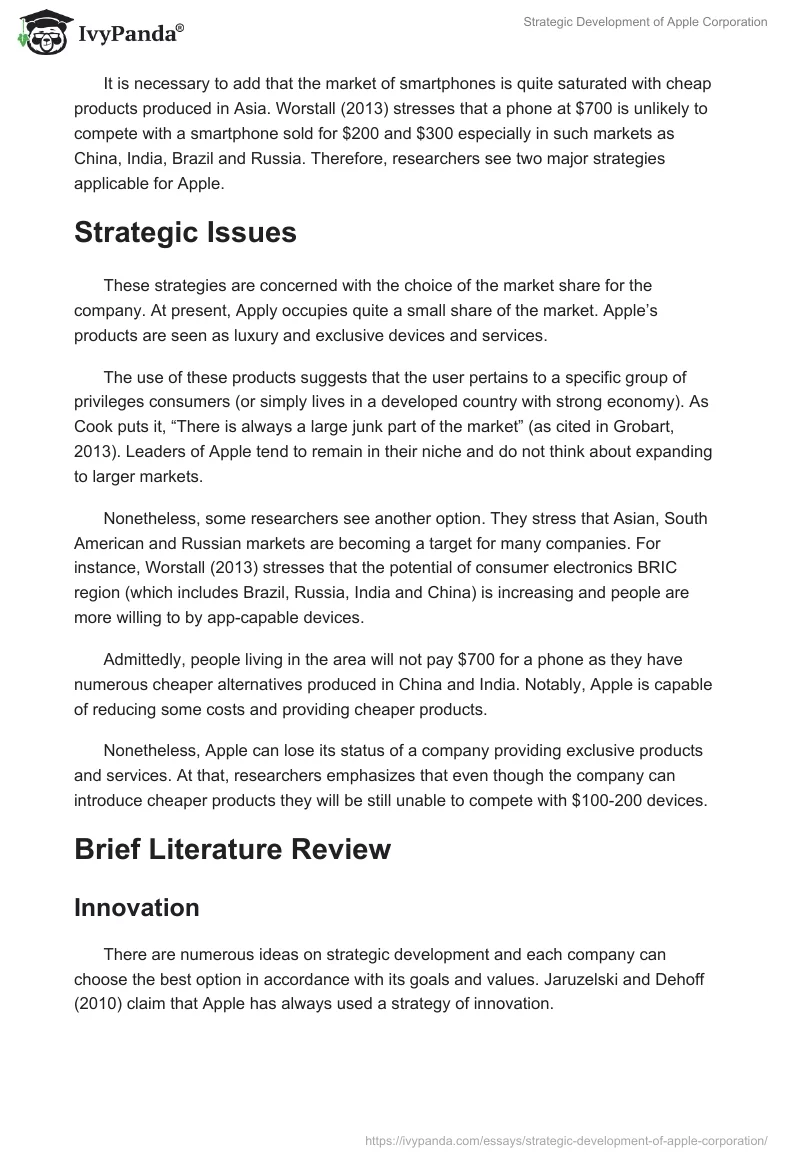 Strategic Development of Apple Corporation. Page 3
