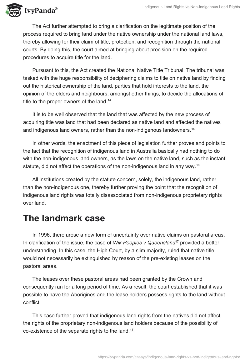 Indigenous Land Rights vs Non-Indigenous Land Rights. Page 4