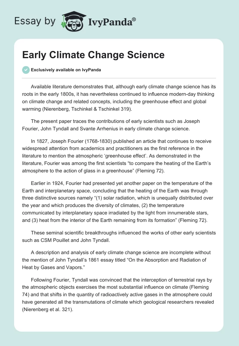 Early Climate Change Science. Page 1