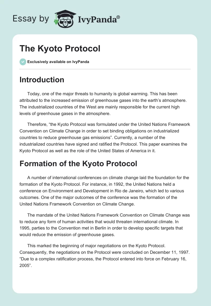 The Kyoto Protocol. Page 1