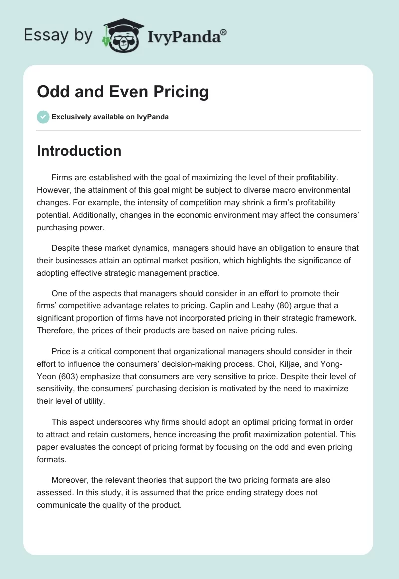 Odd and Even Pricing. Page 1