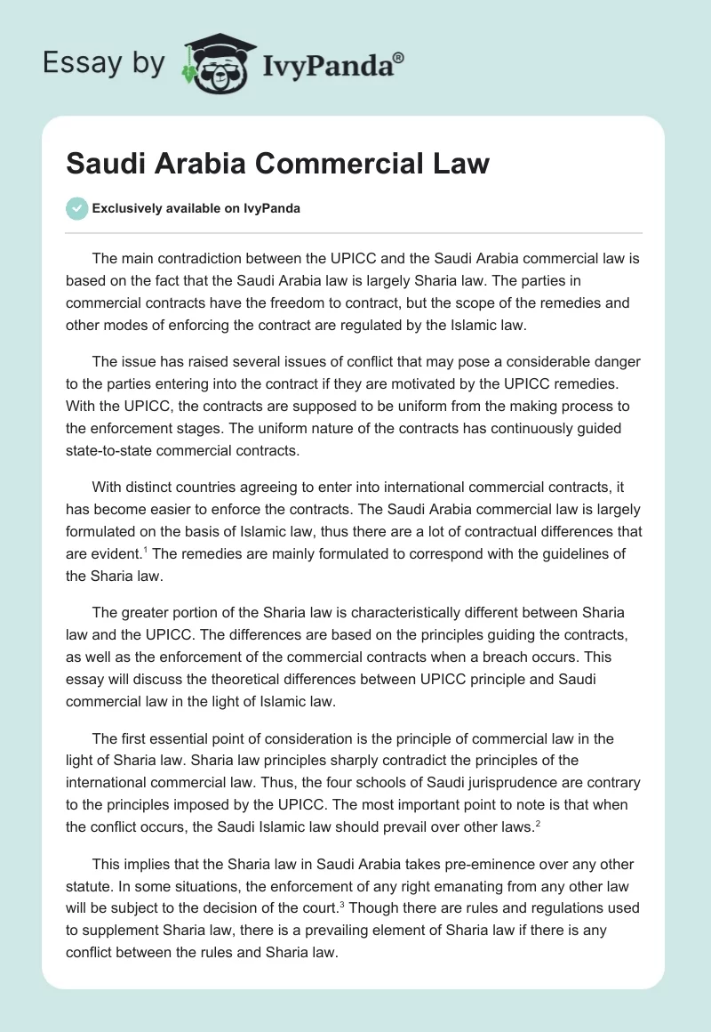 Saudi Arabia Commercial Law. Page 1