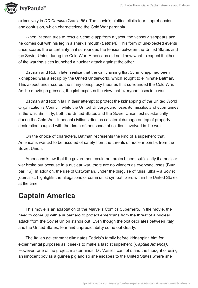 Cold War Paranoia in "Captain America" and "Batman". Page 2