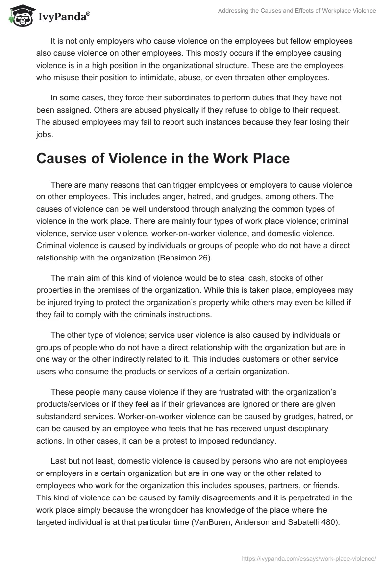 workplace violence research paper example