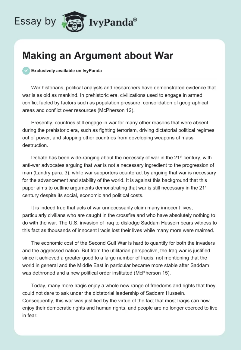Making an Argument About War. Page 1
