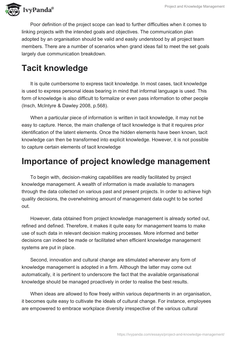 Project and Knowledge Management. Page 5