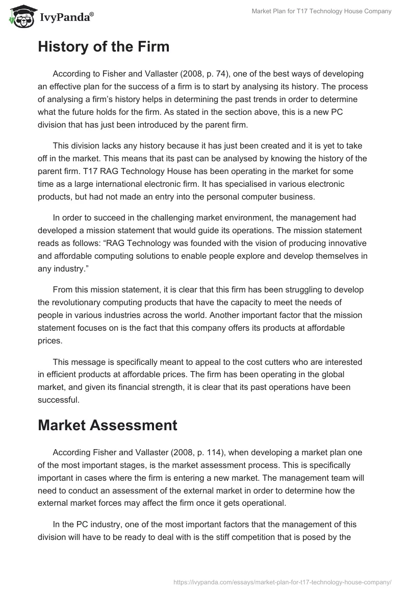 Market Plan for T17 Technology House Company. Page 2