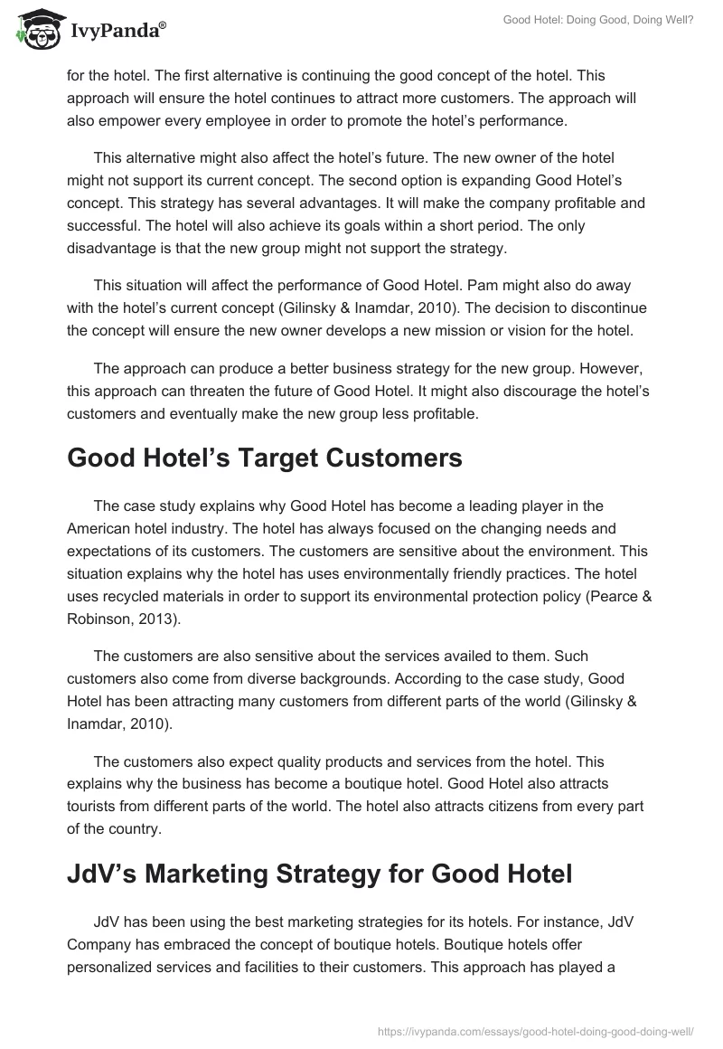 Good Hotel: Doing Good, Doing Well?. Page 2