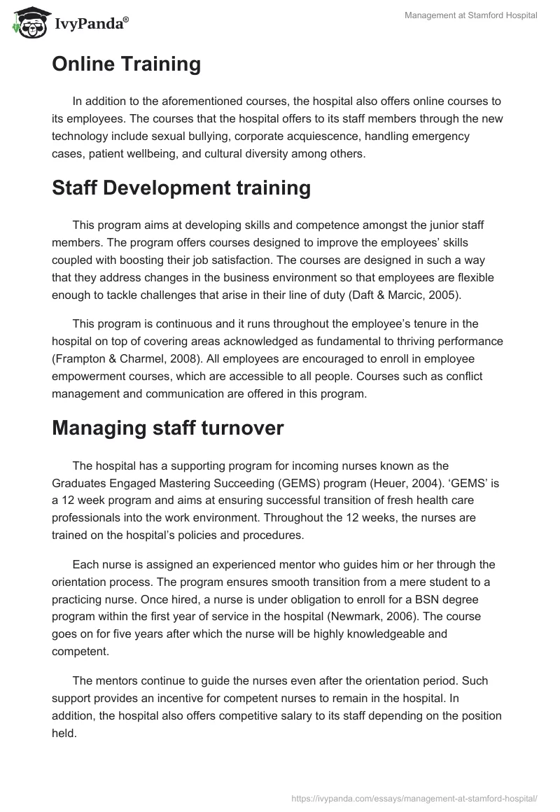 Management at Stamford Hospital. Page 4
