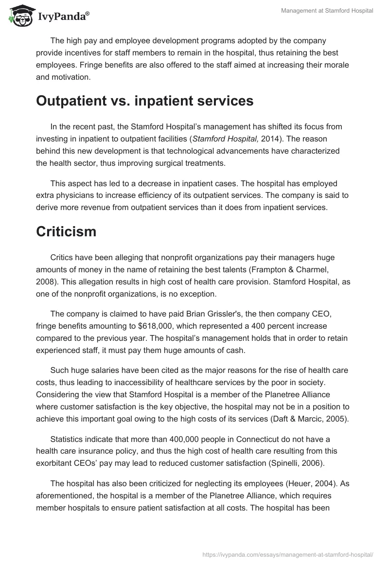 Management at Stamford Hospital. Page 5