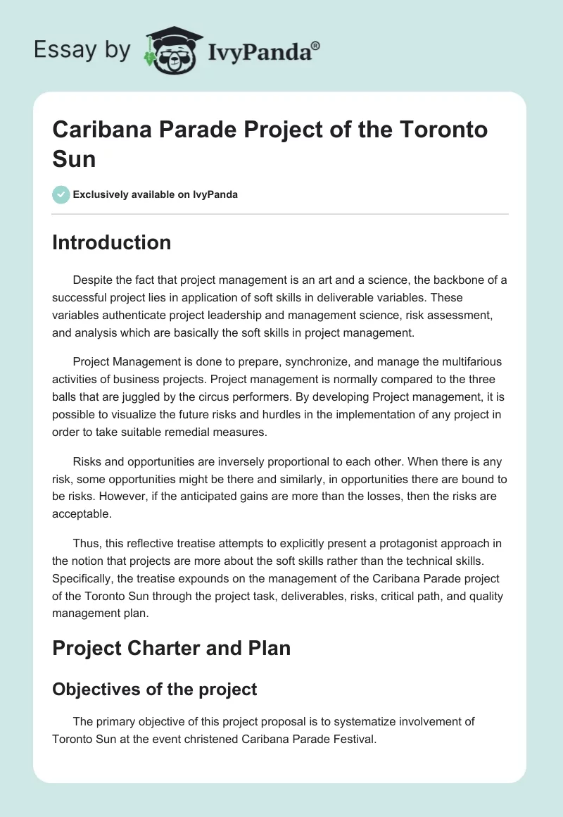 Caribana Parade Project of the Toronto Sun. Page 1