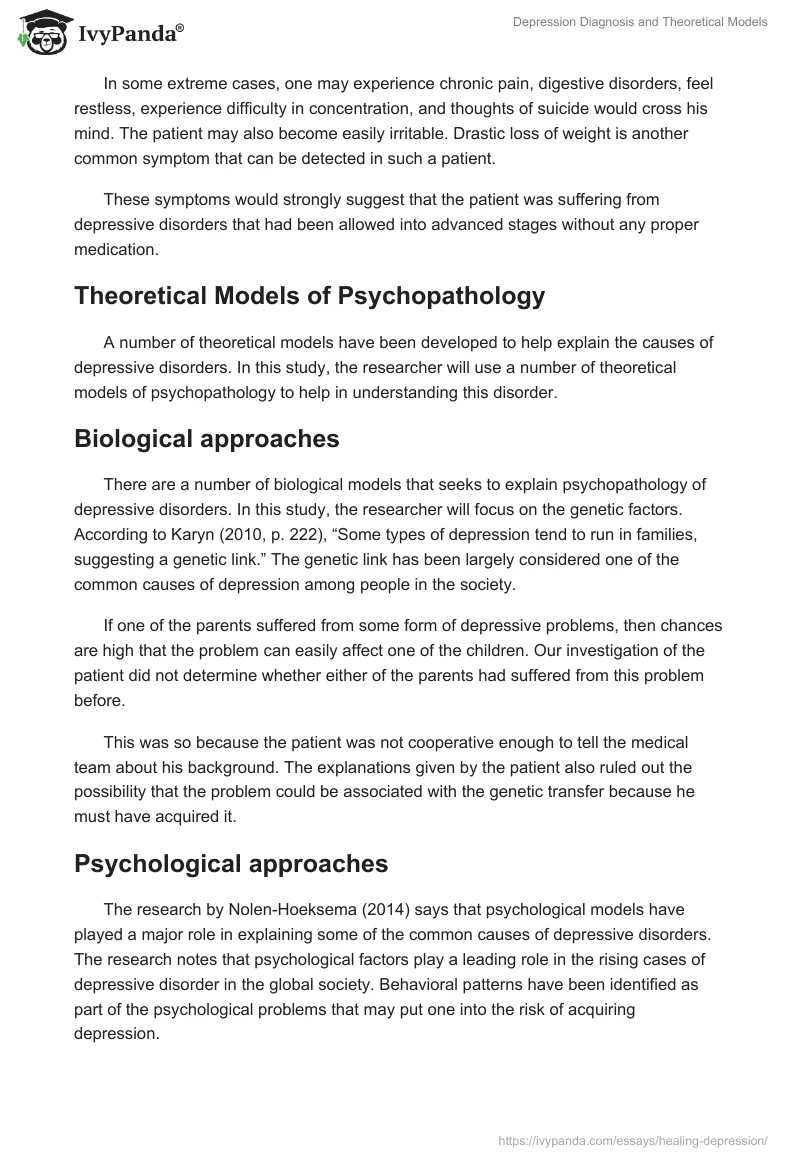 Depression Diagnosis and Theoretical Models. Page 2
