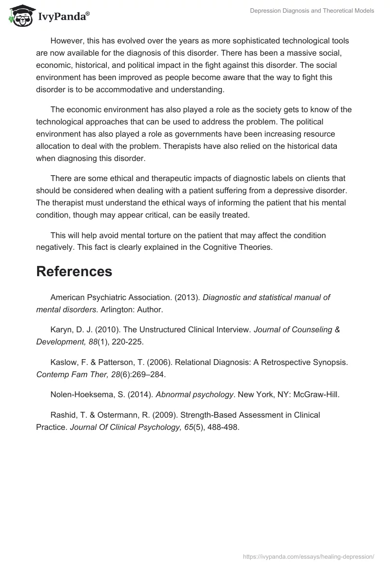 Depression Diagnosis and Theoretical Models. Page 4