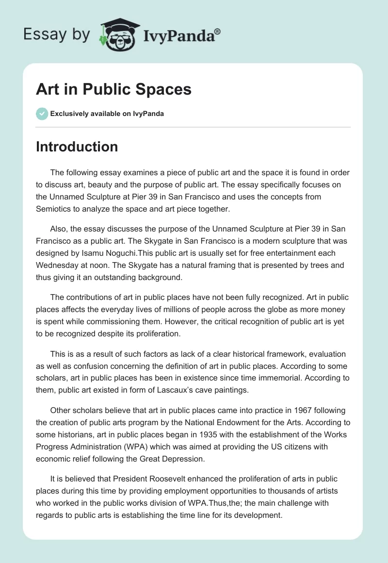 Art in Public Spaces. Page 1