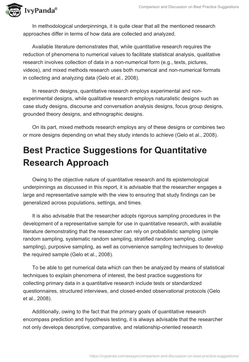 Comparison and Discussion on Best Practice Suggestions. Page 4