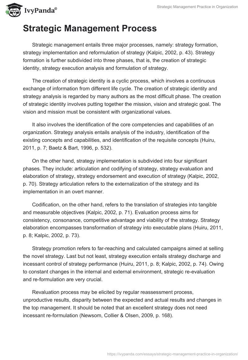 Strategic Management Practice in Organization. Page 4