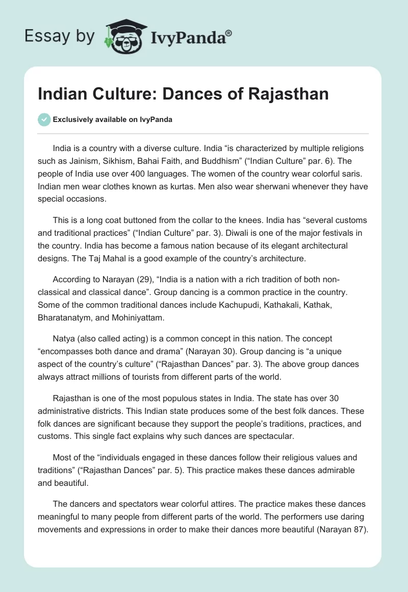 Indian Culture: Dances of Rajasthan. Page 1