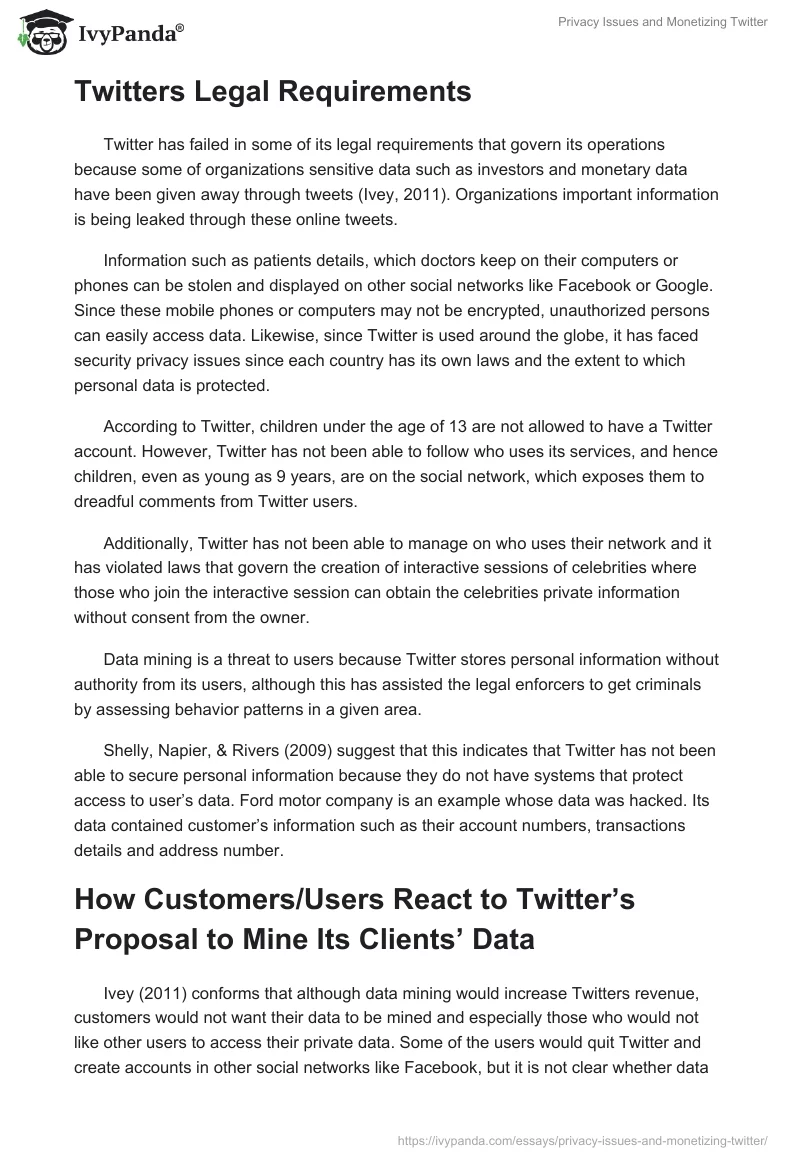Privacy Issues and Monetizing Twitter. Page 4