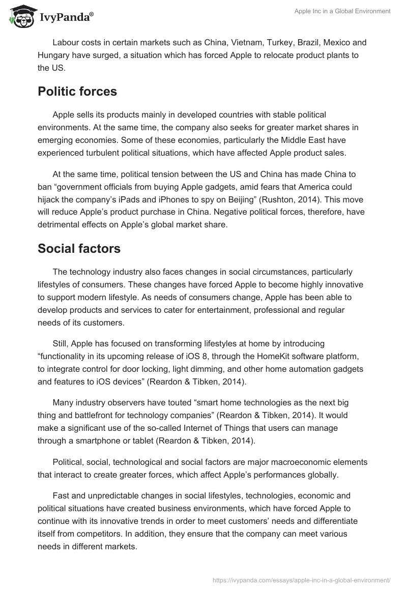 Apple Inc. in a Global Environment. Page 2