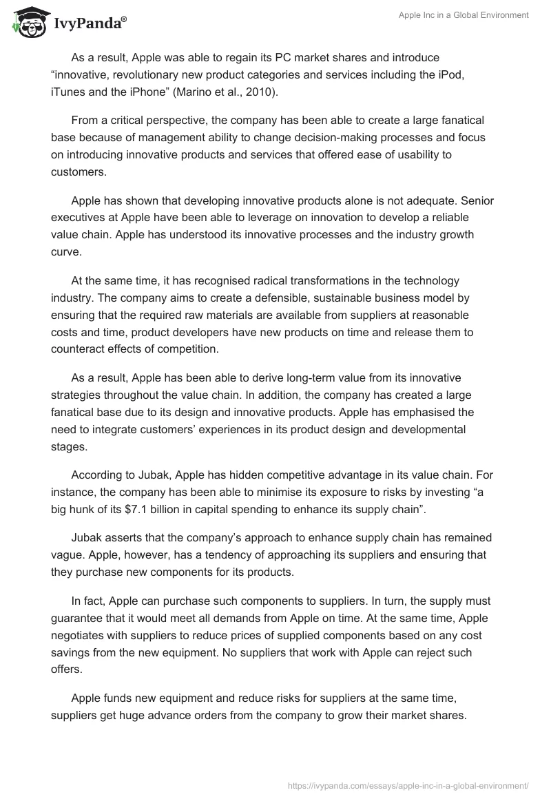 Apple Inc. in a Global Environment. Page 4