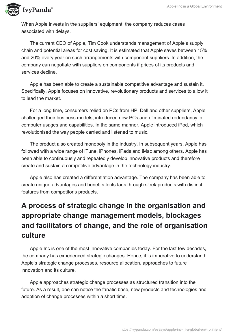 Apple Inc. in a Global Environment. Page 5