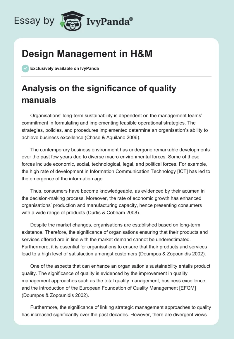 Design Management in H&M. Page 1