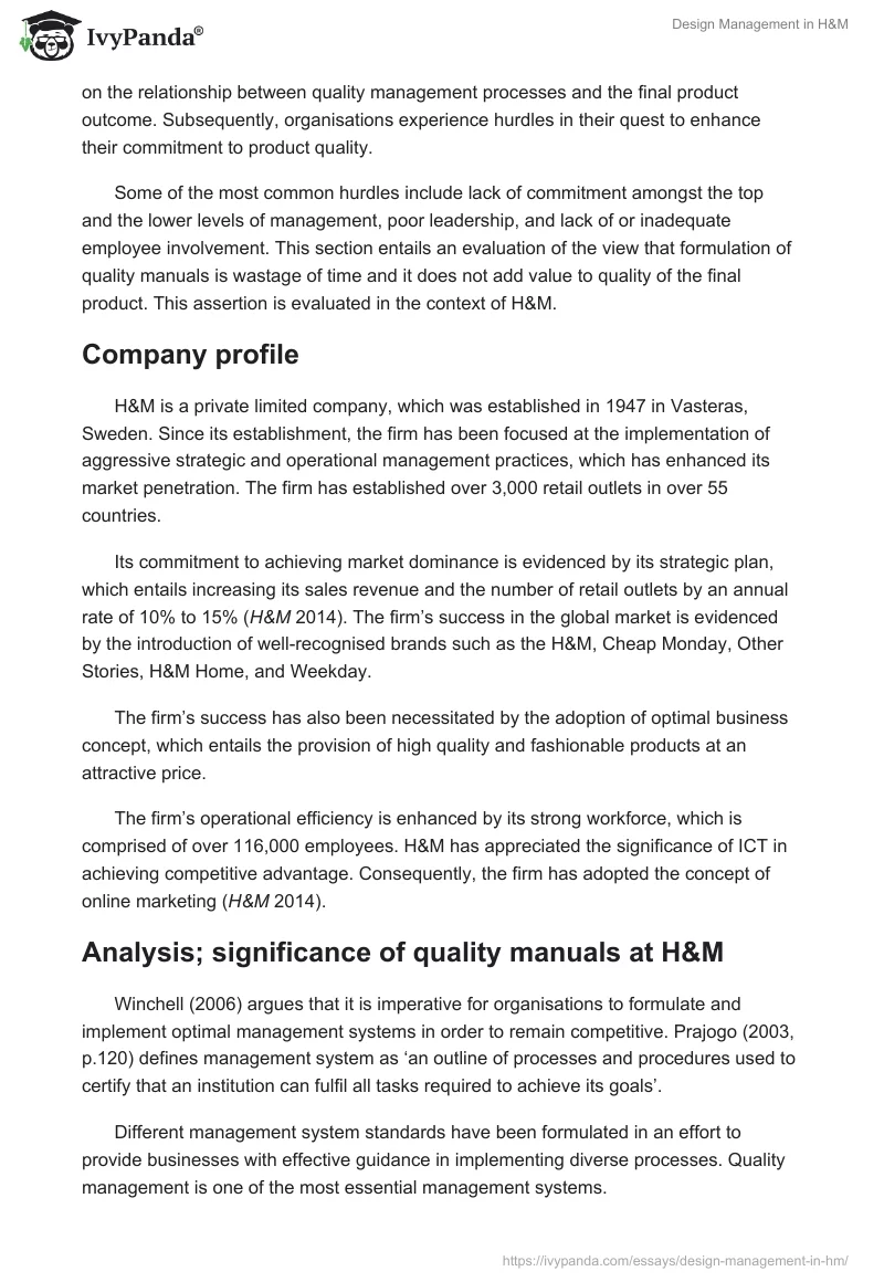 Design Management in H&M. Page 2