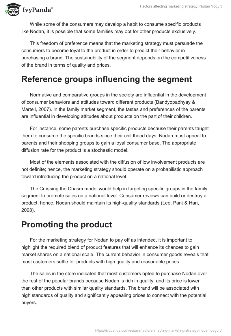 Factors affecting marketing strategy: Nodan Yogurt. Page 3
