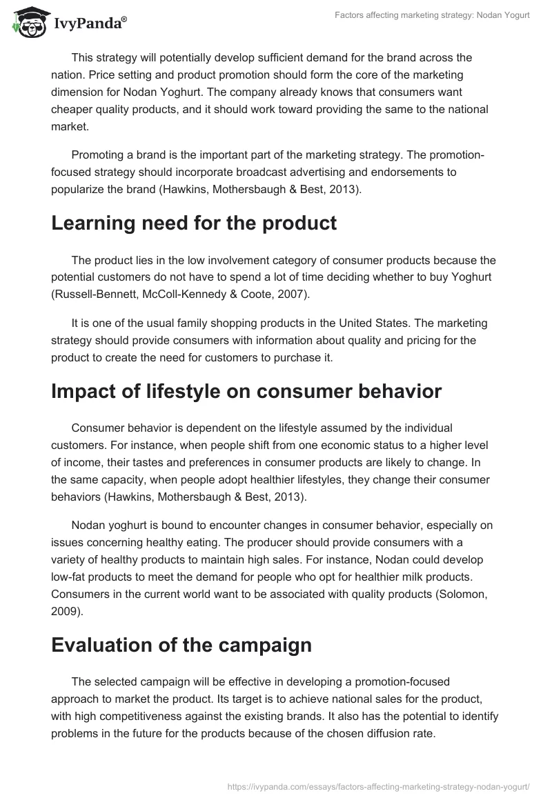 Factors affecting marketing strategy: Nodan Yogurt. Page 4