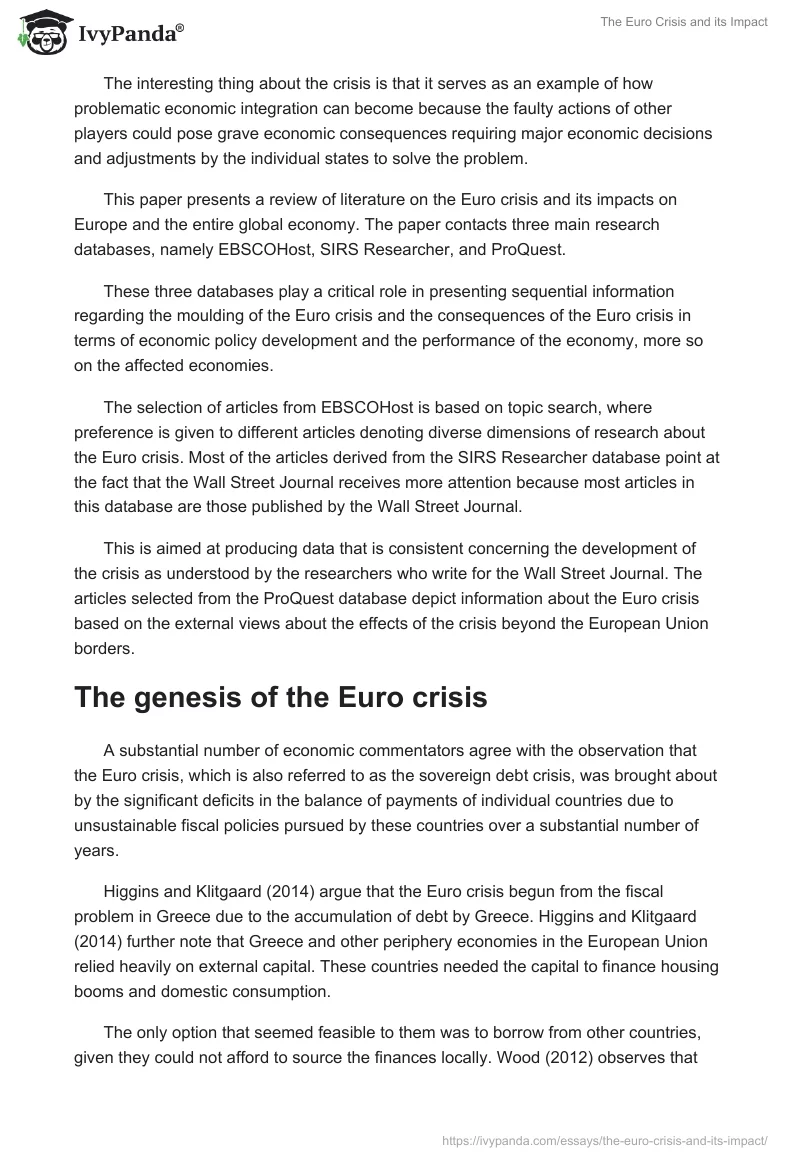The Euro Crisis and Its Impact. Page 2