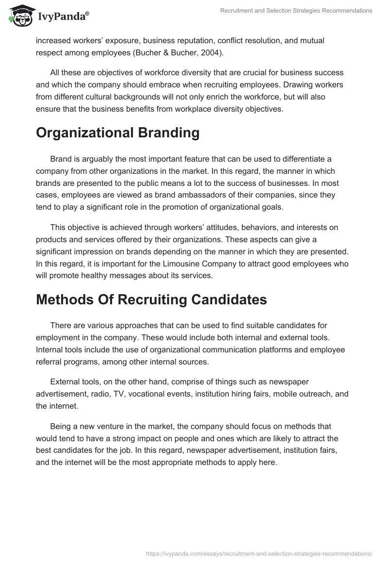 Recruitment and Selection Strategies Recommendations. Page 3