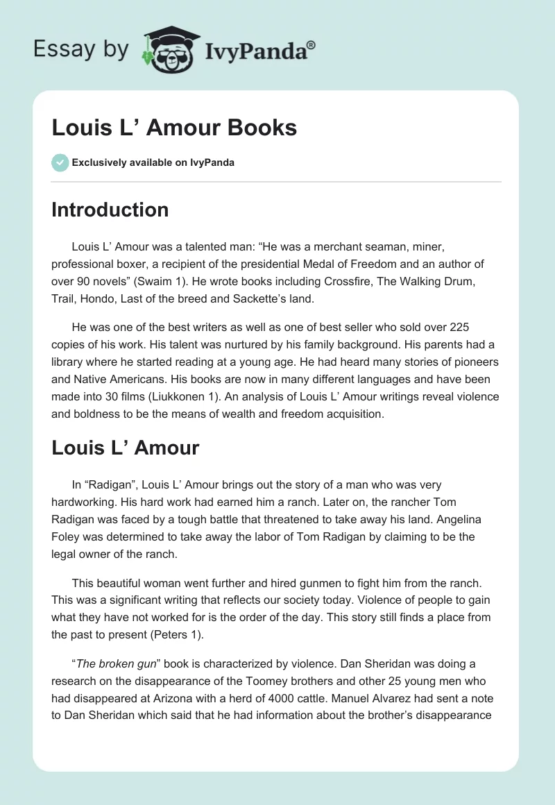 Louis L’ Amour Books. Page 1