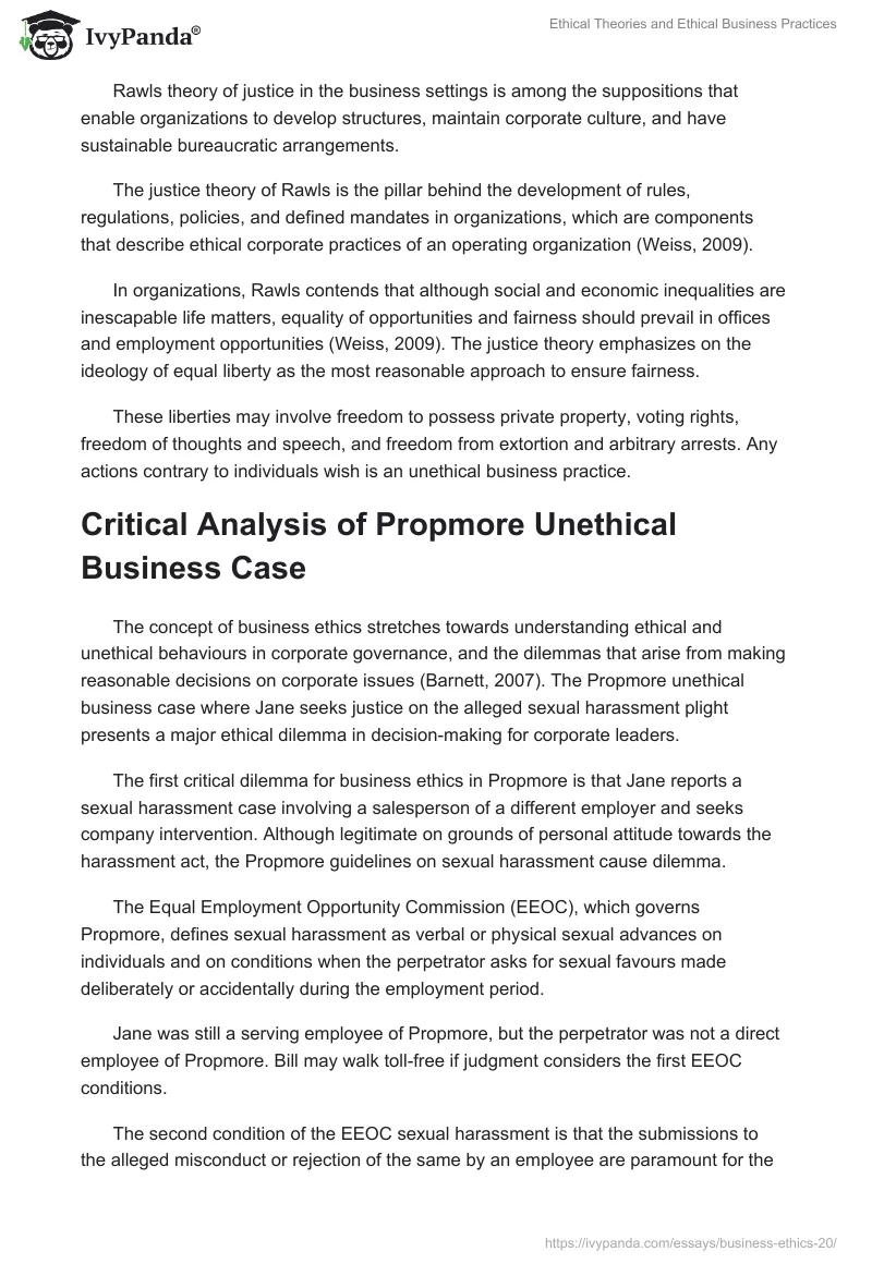 Ethical Theories and Ethical Business Practices. Page 5