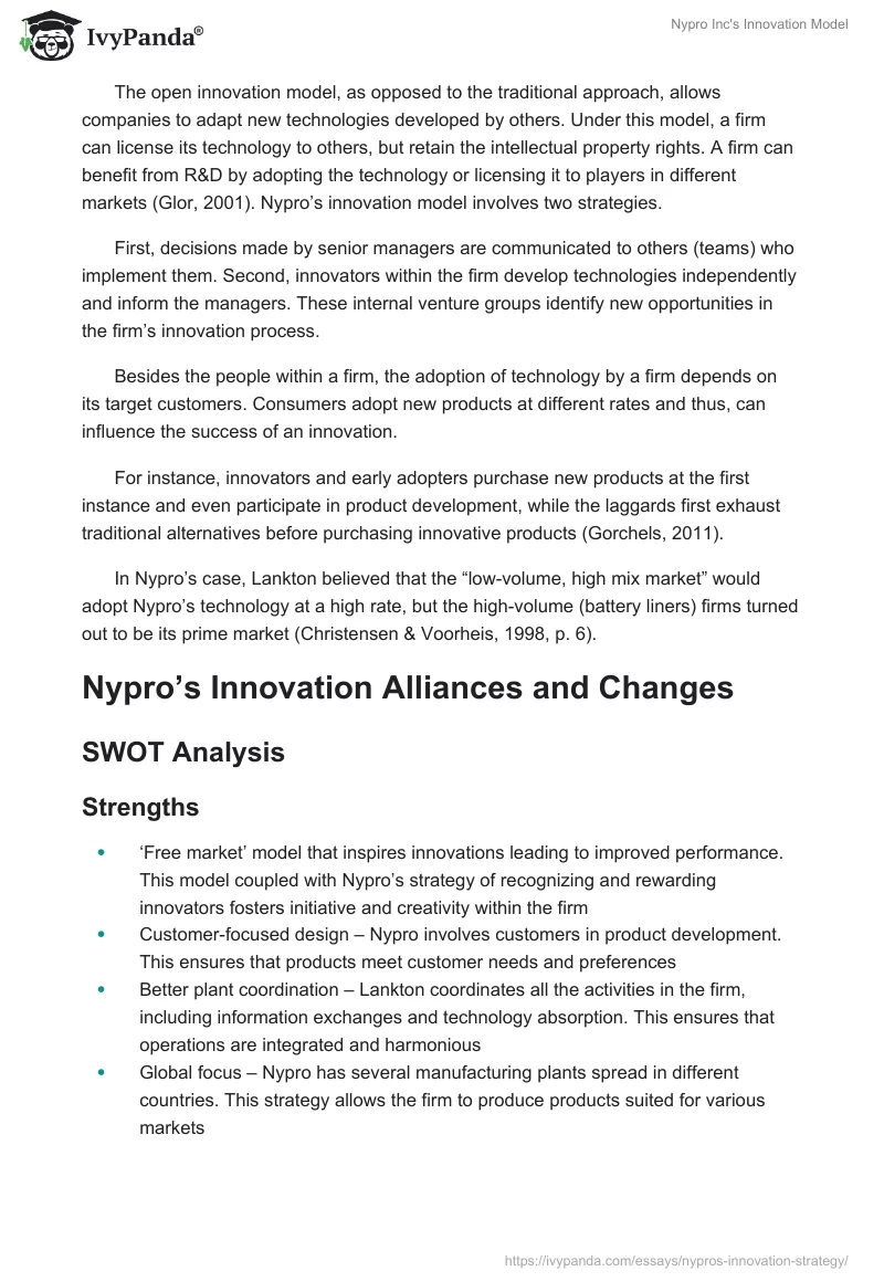 Nypro Inc's Innovation Model. Page 2