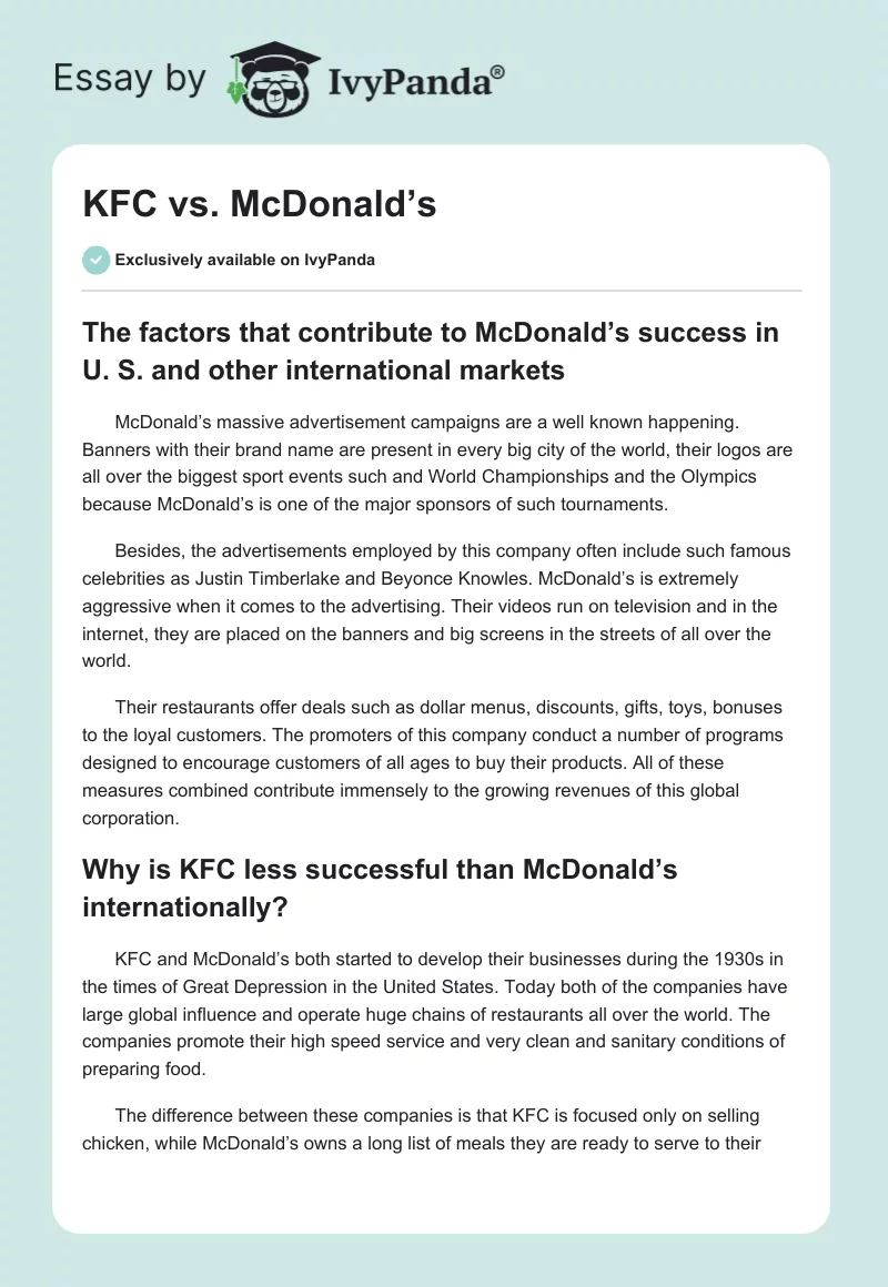 KFC vs. McDonald’s. Page 1