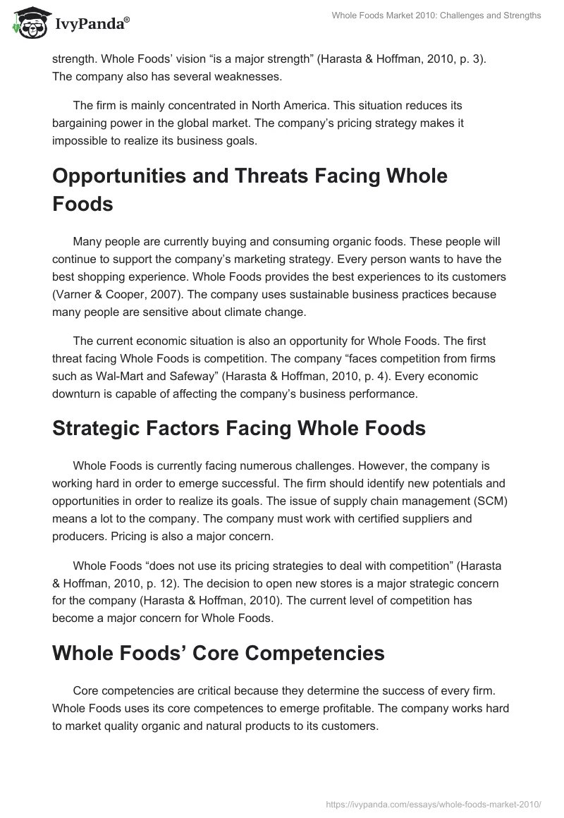 Whole Foods Market 2010: Challenges and Strengths. Page 2