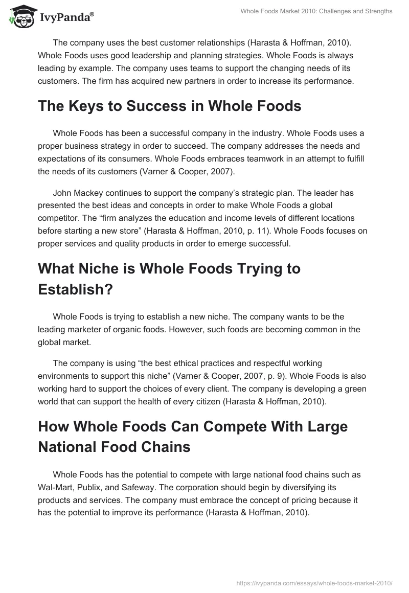 Whole Foods Market 2010: Challenges and Strengths. Page 3