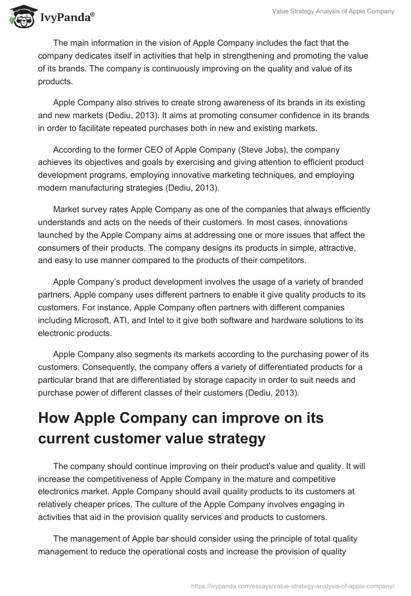 Value Strategy Analysis of Apple Company. Page 2