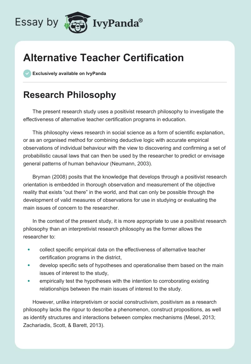 Alternative Teacher Certification. Page 1