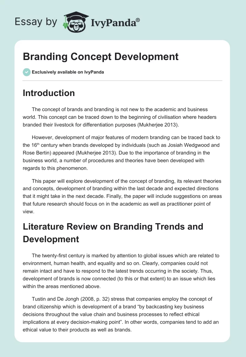 Branding Concept Development. Page 1