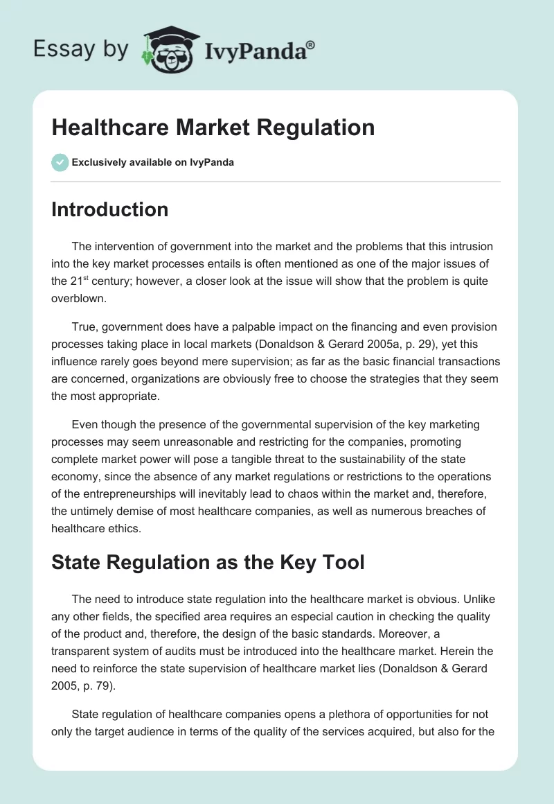 Healthcare Market Regulation. Page 1