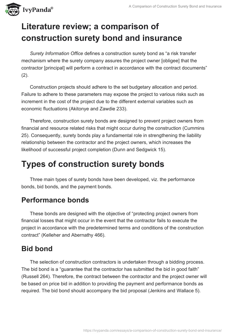 A Comparison of Construction Surety Bond and Insurance. Page 2