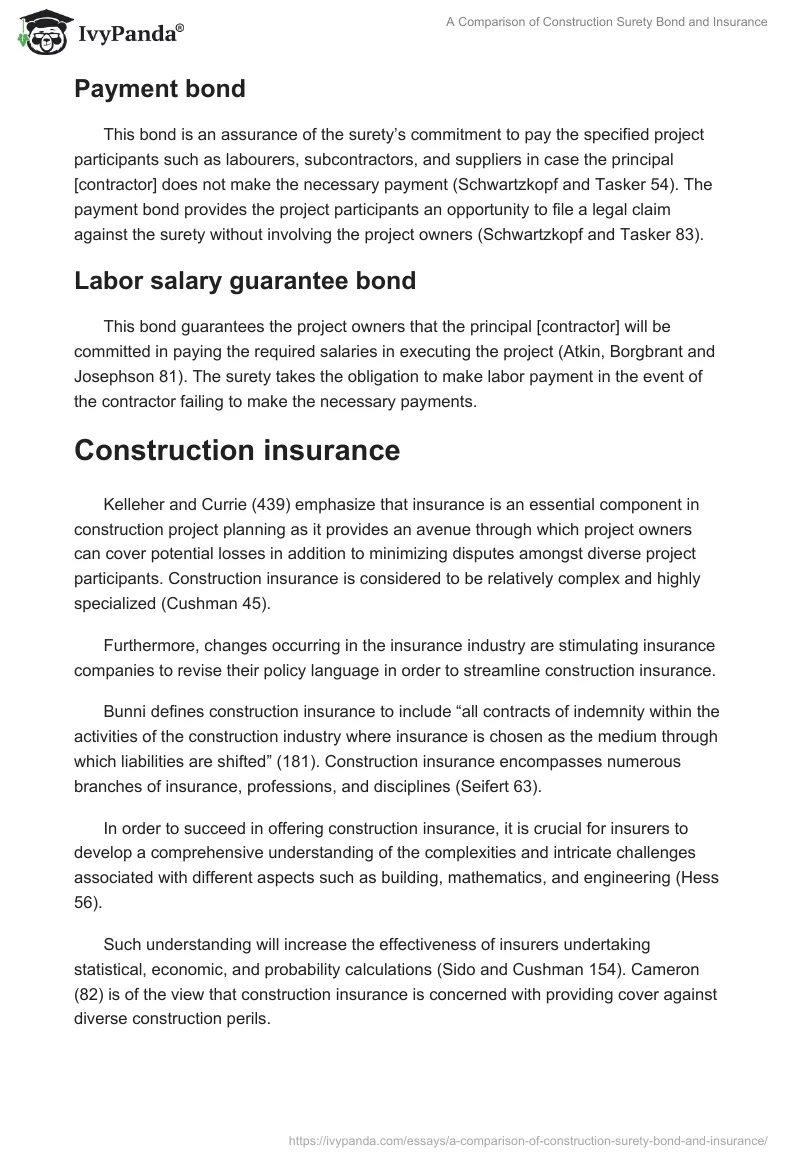 A Comparison of Construction Surety Bond and Insurance. Page 3
