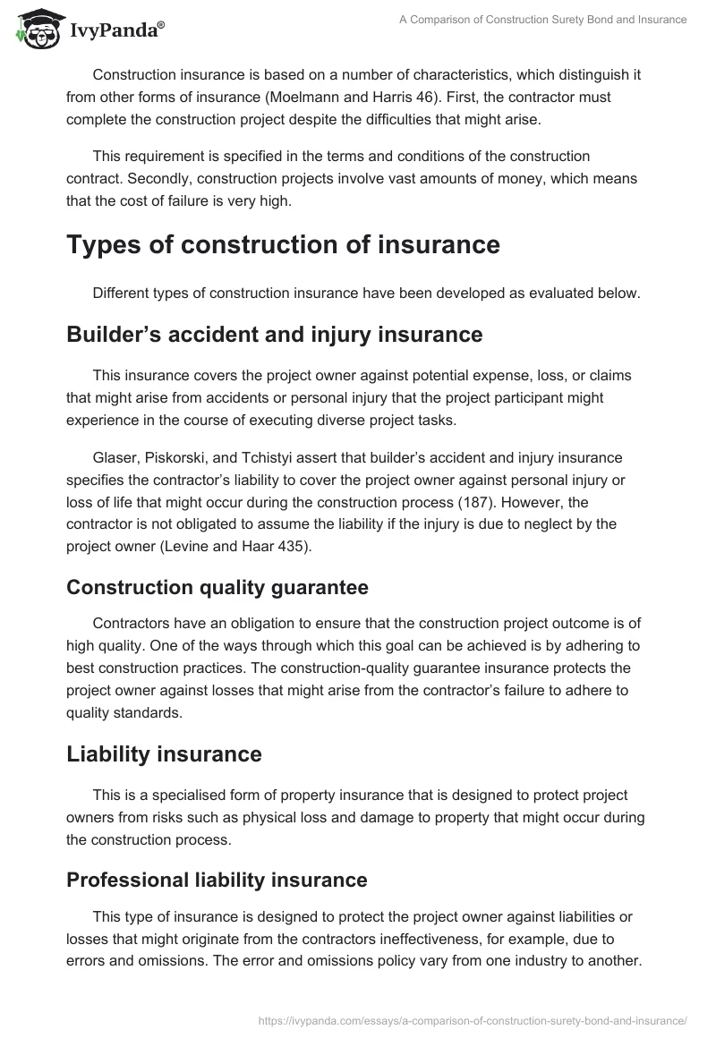 A Comparison of Construction Surety Bond and Insurance. Page 4